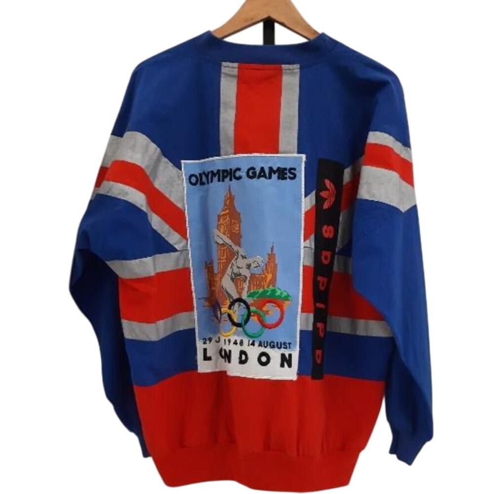 Vintage Adidas 1948 Olympics Sweatshirt M Union Jack London Collector - Flaw